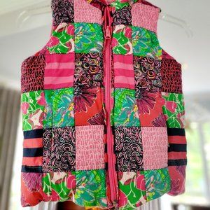 Reversible Lilly Pulitzer Fleece / Patchwork Vest. Girls Medium (6-7)